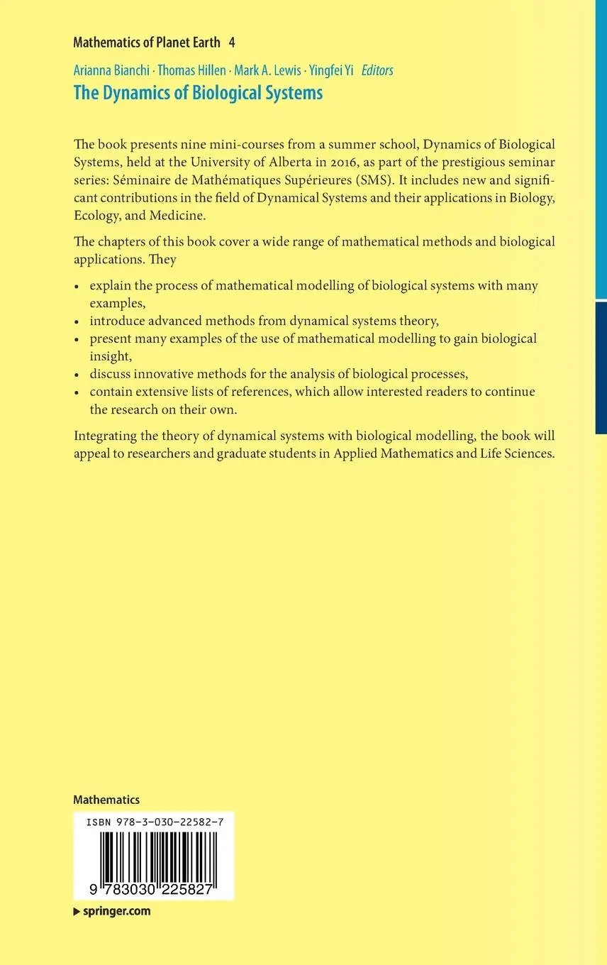 Rückseite: 9783030225827 | The Dynamics of Biological Systems | Arianna Bianchi (u. a.) | Buch