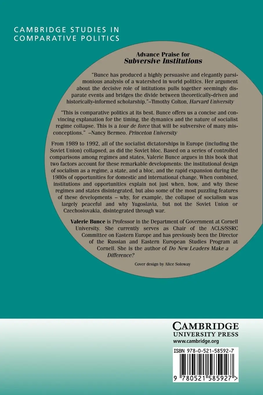 Rückseite: 9780521585927 | Subversive Institutions | Valerie Bunce | Taschenbuch | Englisch