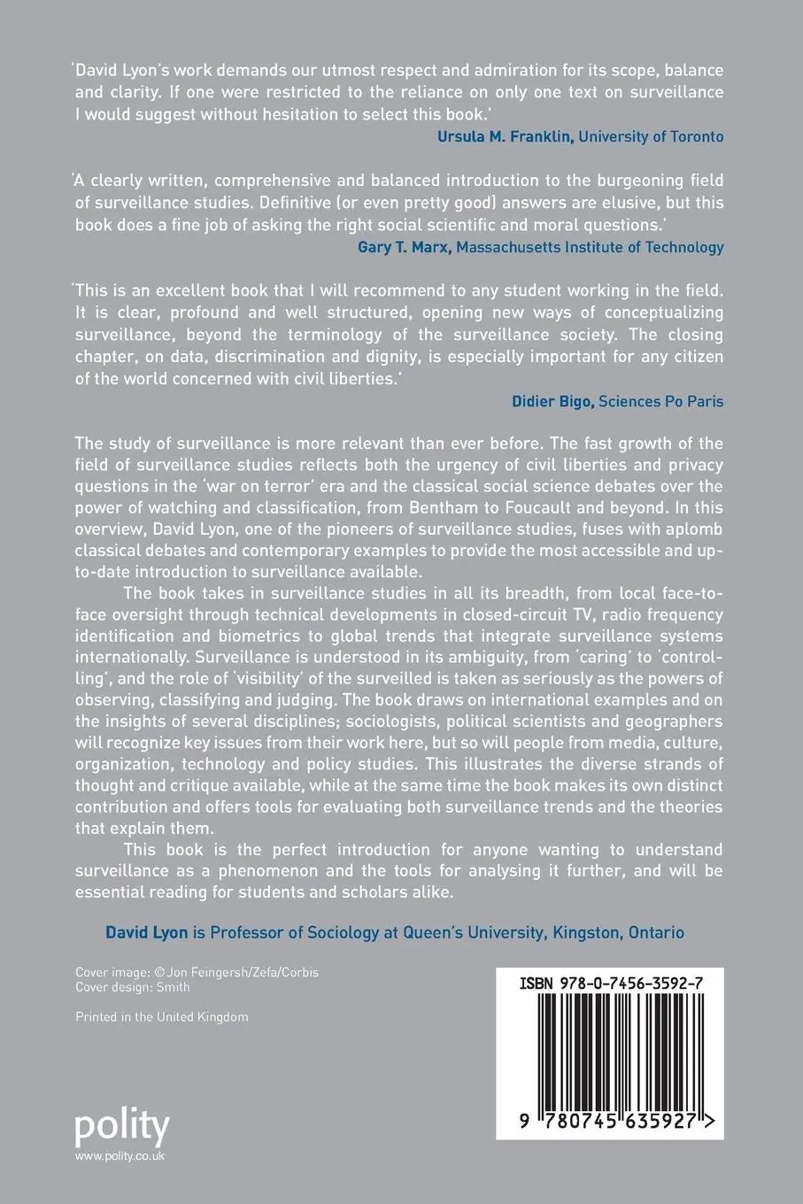Rückseite: 9780745635927 | Surveillance Studies | An Overview | David Lyon | Taschenbuch | 256 S.