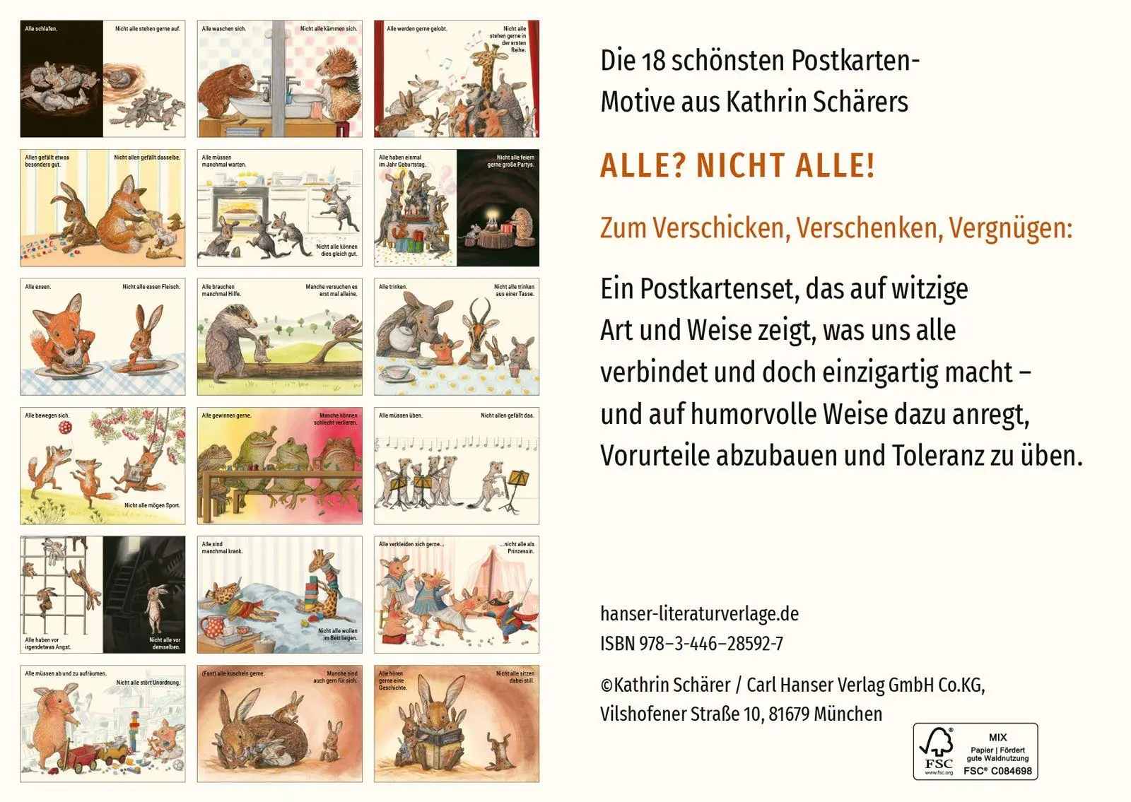 Bild: 9783446285927 | Alle? Nicht alle! Postkarten-Set | Kathrin Schärer | Taschenbuch