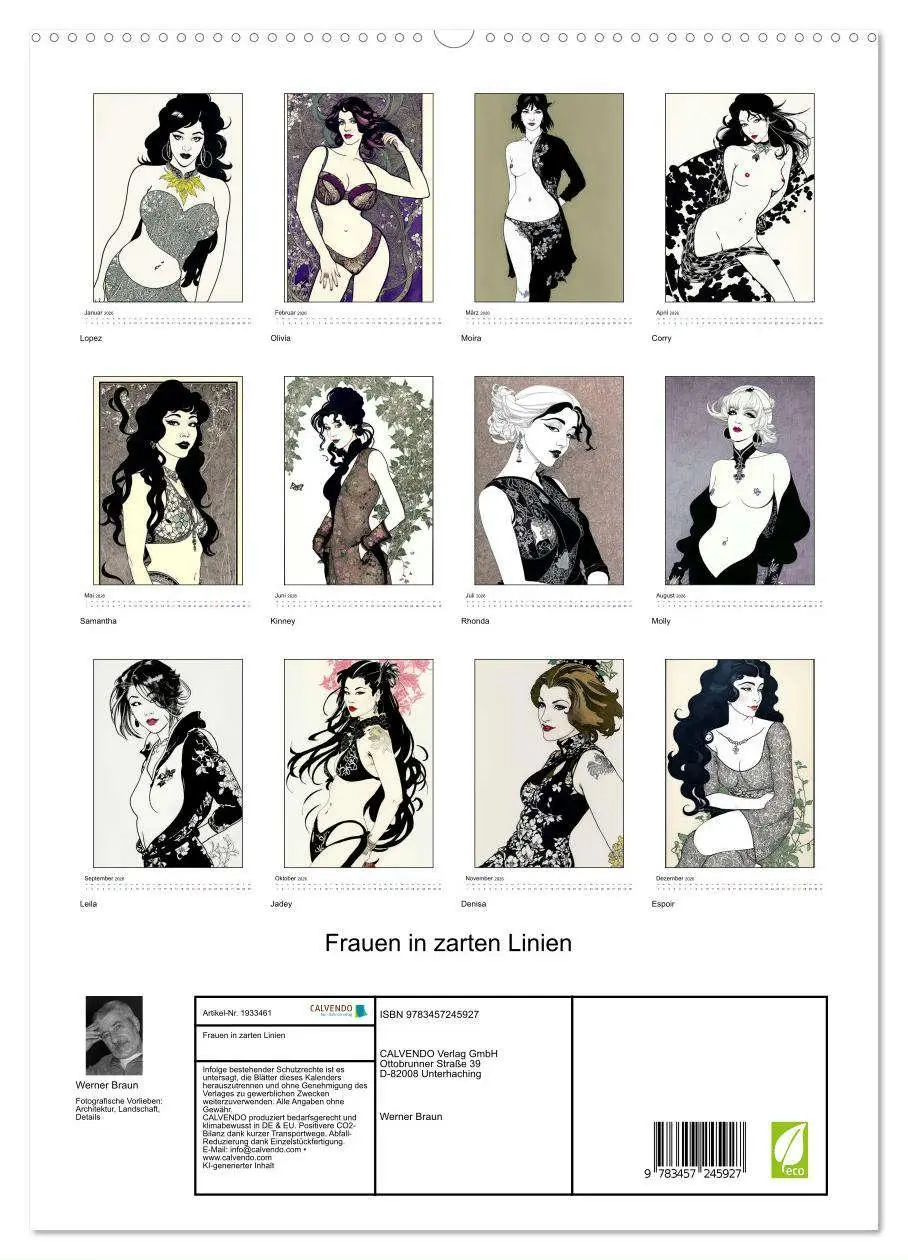 Bild: 9783457245927 | Frauen in zarten Linien (hochwertiger Premium Wandkalender 2026 DIN...