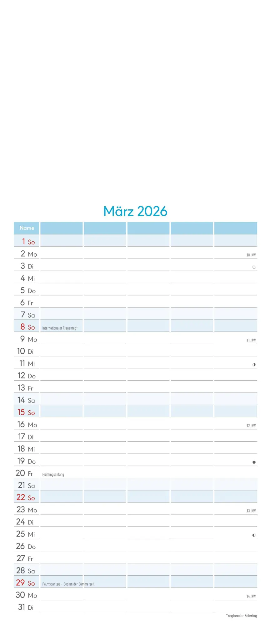Bild: 4069095006027 | Kreativ-Kalender Familienplaner 2026 - 5 Spalten - 19,5x45 cmFoto,...