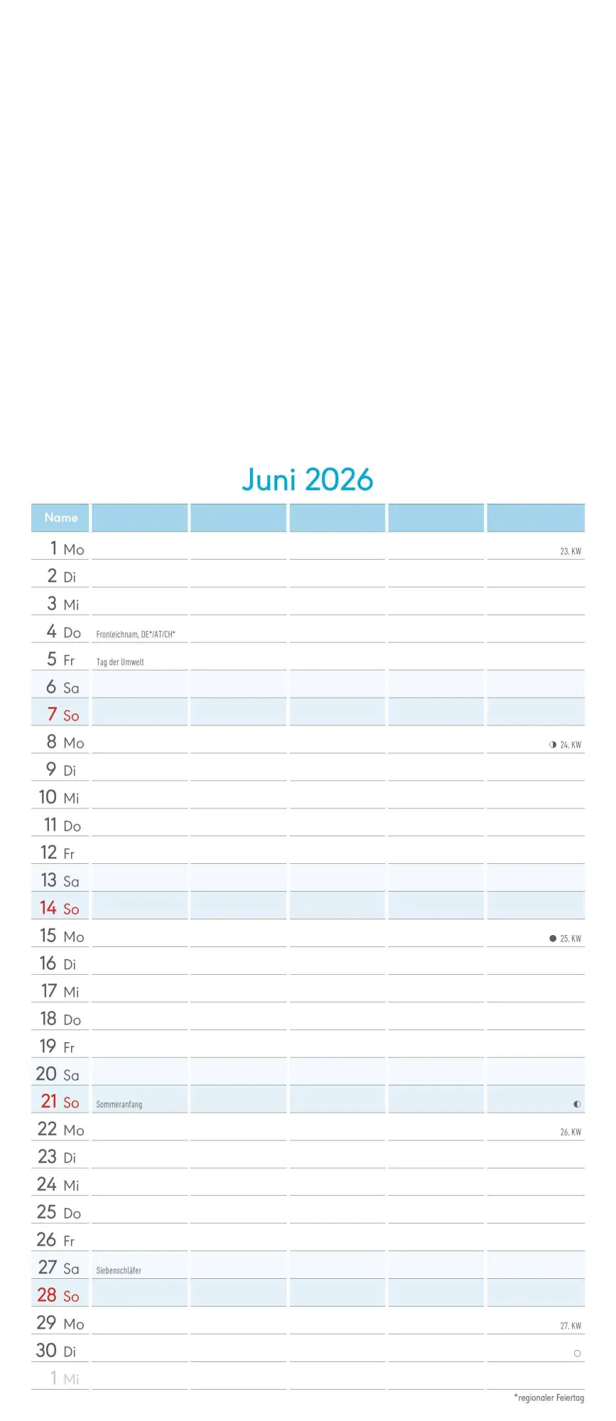 Bild: 4069095006027 | Kreativ-Kalender Familienplaner 2026 - 5 Spalten - 19,5x45 cmFoto,...