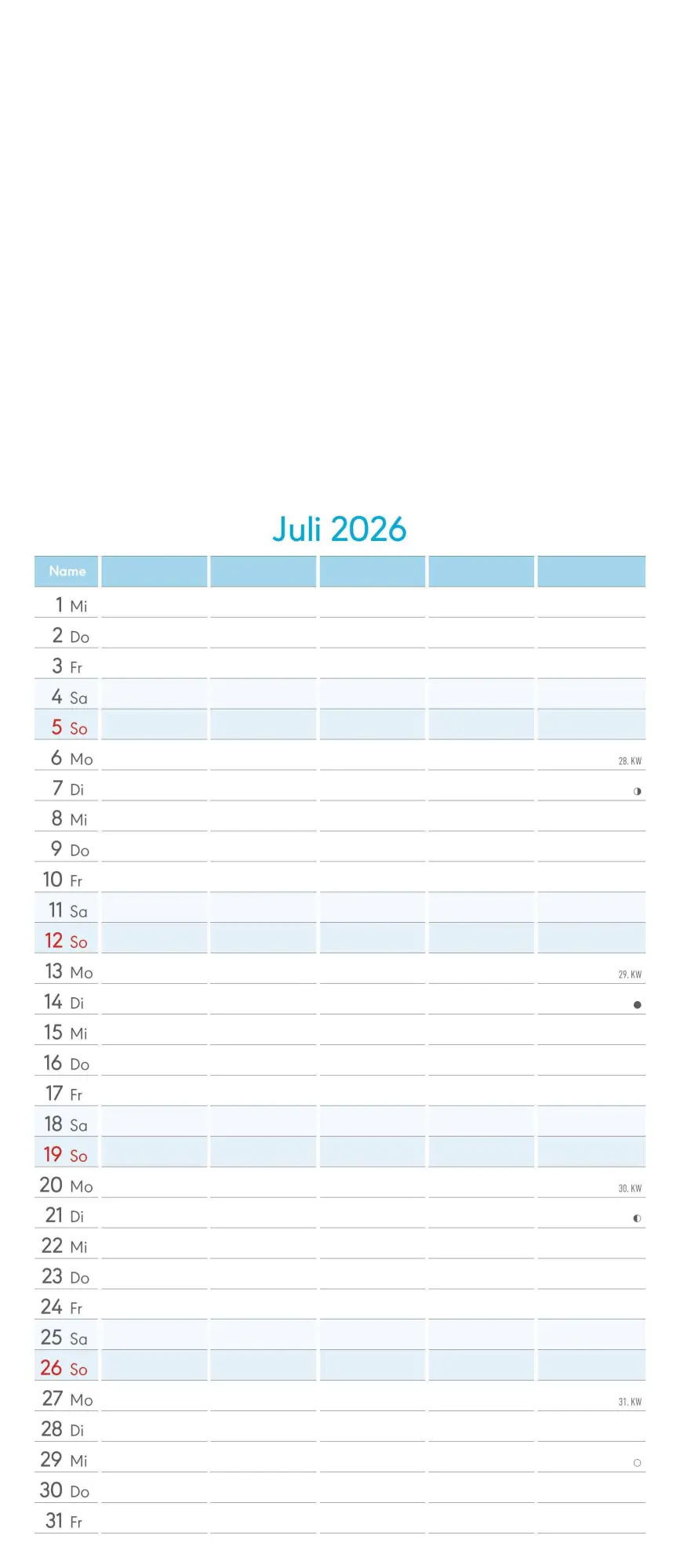 Bild: 4069095006027 | Kreativ-Kalender Familienplaner 2026 - 5 Spalten - 19,5x45 cmFoto,...