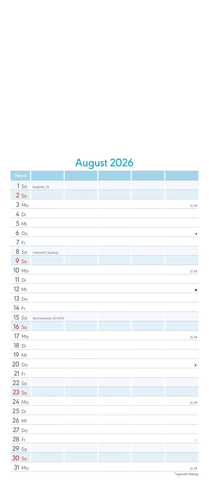 Bild: 4069095006027 | Kreativ-Kalender Familienplaner 2026 - 5 Spalten - 19,5x45 cmFoto,...
