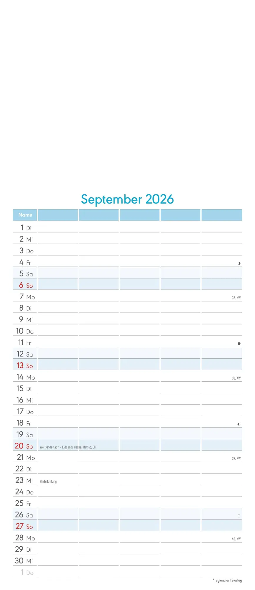 Bild: 4069095006027 | Kreativ-Kalender Familienplaner 2026 - 5 Spalten - 19,5x45 cmFoto,...