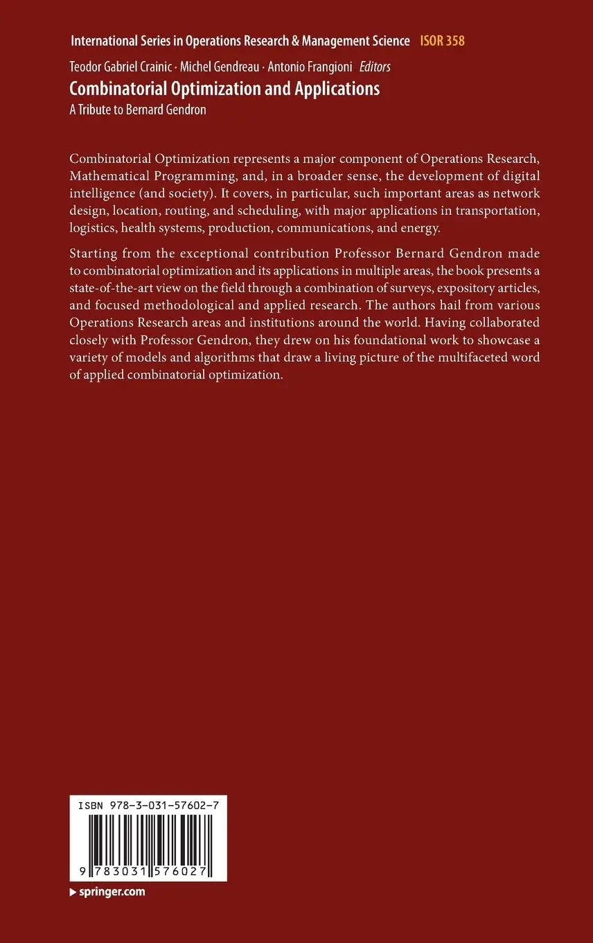 Rückseite: 9783031576027 | Combinatorial Optimization and Applications | Crainic (u. a.) | Buch