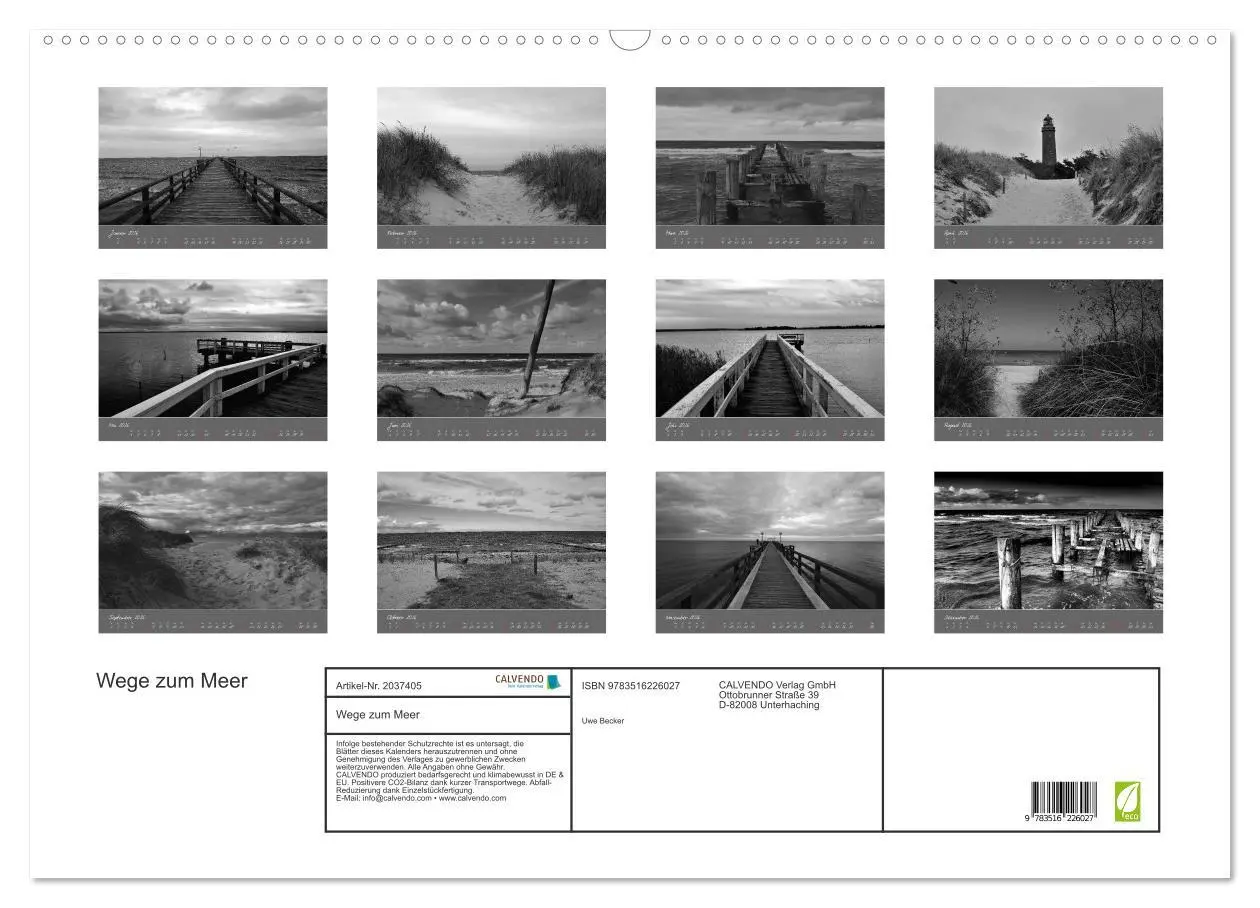 Bild: 9783516226027 | Wege zum Meer (Wandkalender 2026 DIN A2 quer), CALVENDO Monatskalender