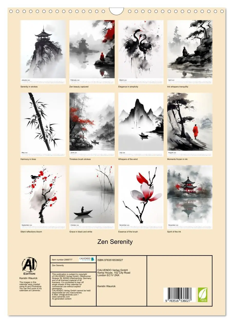 Bild: 9783516536027 | Zen Serenity (Wall Calendar 2026 DIN A3 portrait), CALVENDO 12...