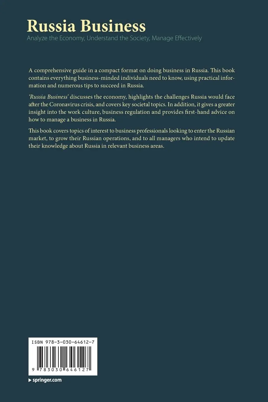 Rückseite: 9783030646127 | Russia Business | Olga Medinskaya (u. a.) | Taschenbuch | xxi | 2021