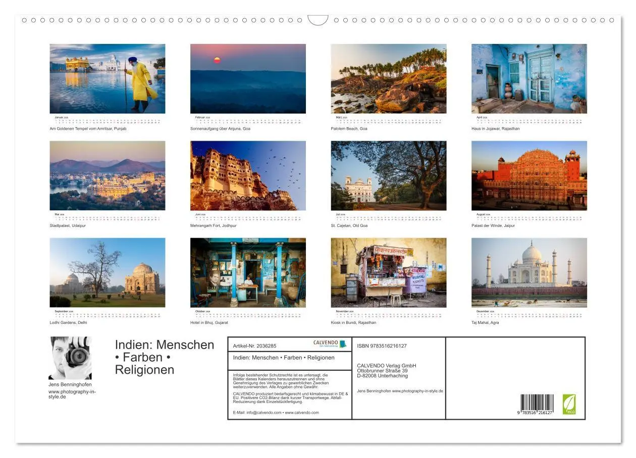 Bild: 9783516216127 | Indien: Menschen ¿ Farben ¿ Religionen (Wandkalender 2026 DIN A2...