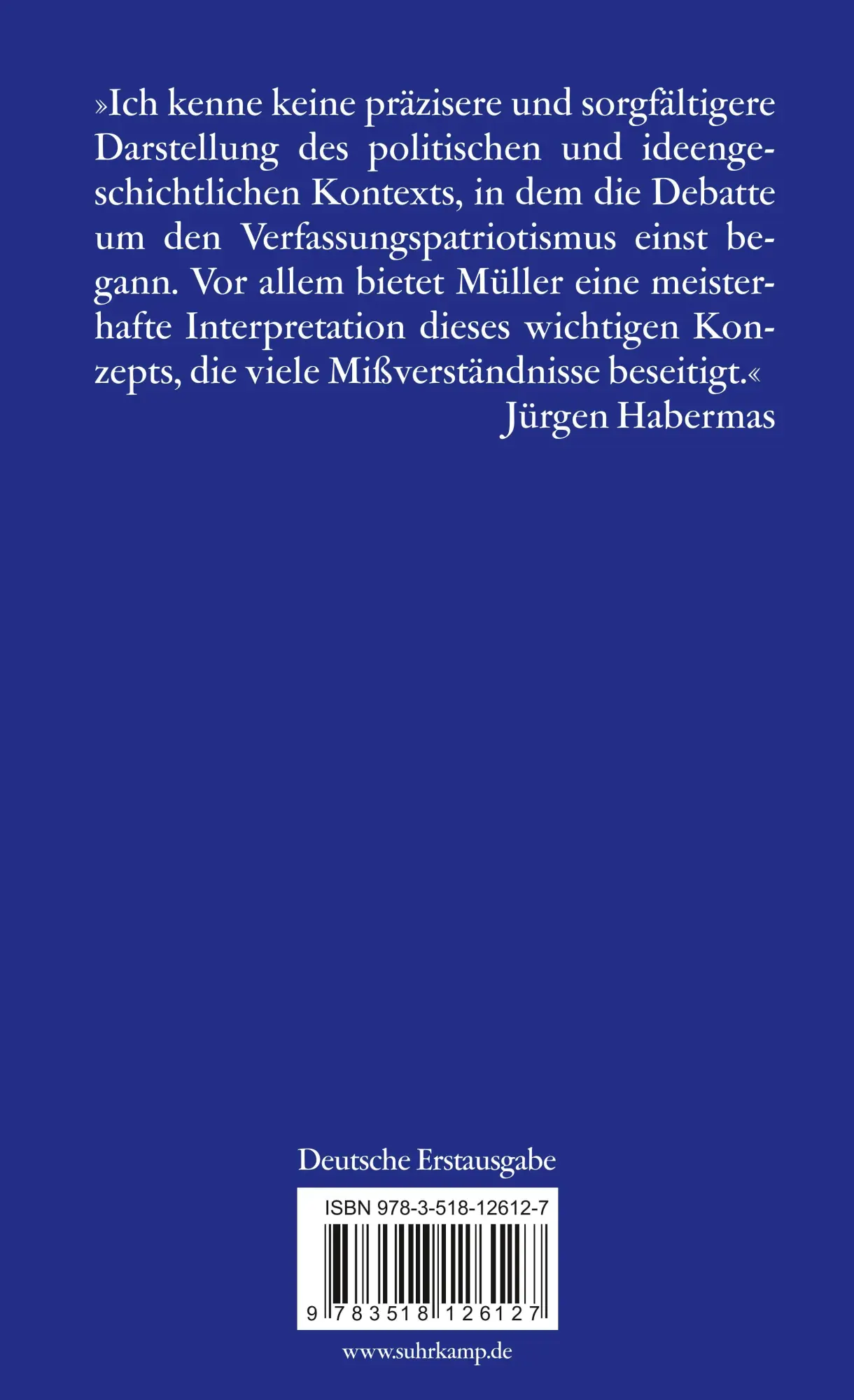 Rückseite: 9783518126127 | Verfassungspatriotismus | Jan-Werner Mueller | Taschenbuch | 156 S.