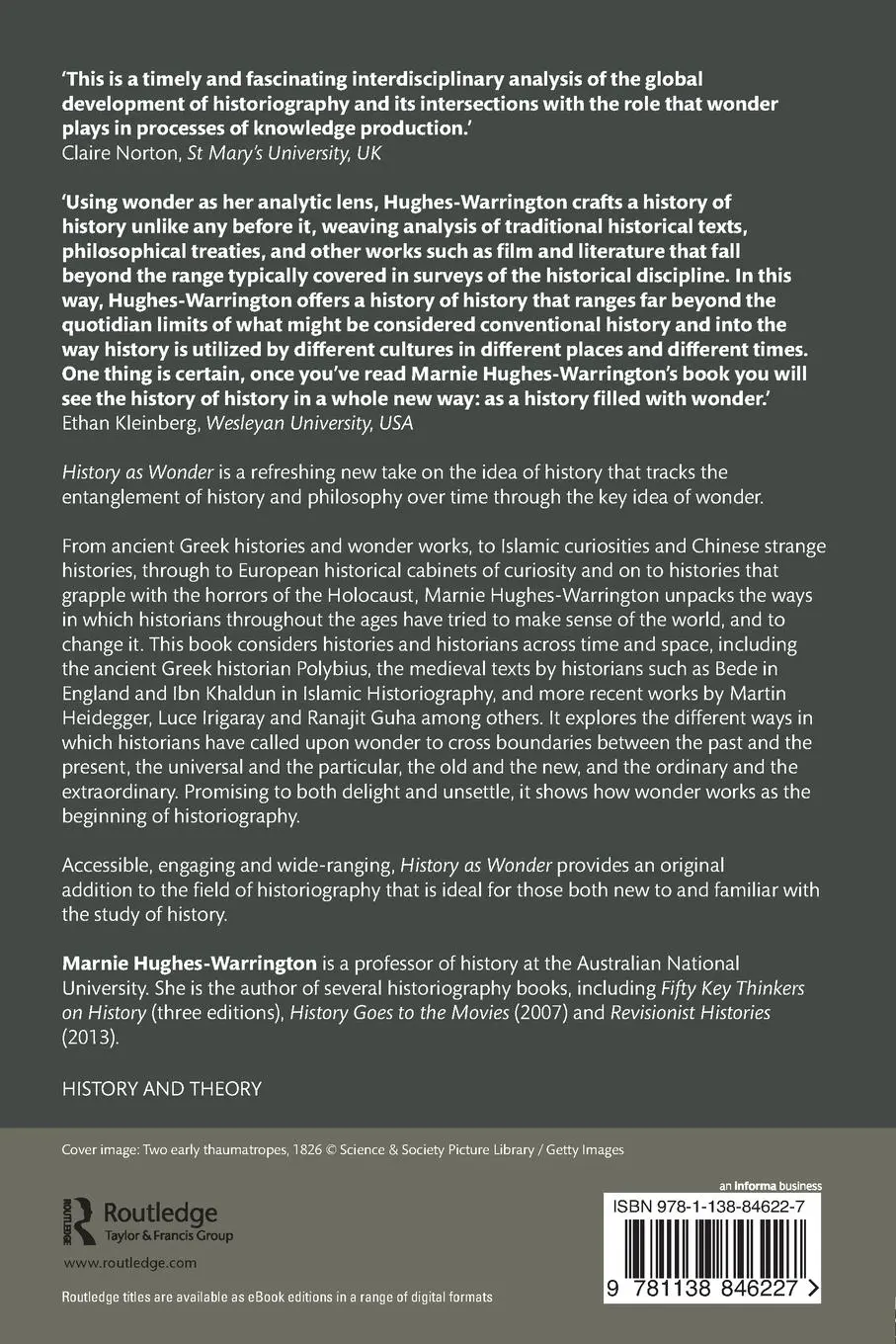 Rückseite: 9781138846227 | History as Wonder | Beginning with Historiography | Hughes-Warrington