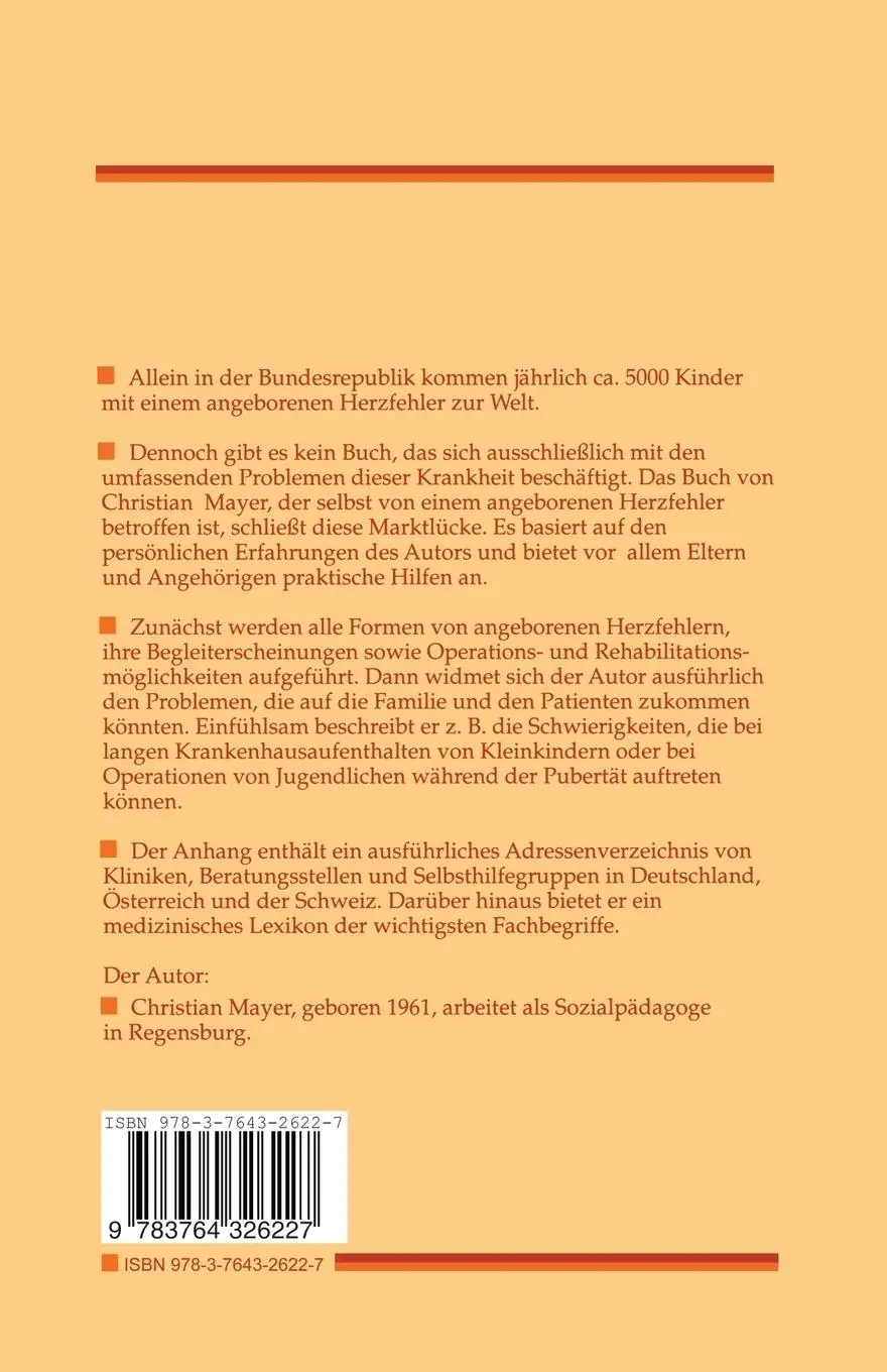 Rückseite: 9783764326227 | Der angeborene Herzfehler | Praktische Hilfe für Betroffene | Buch