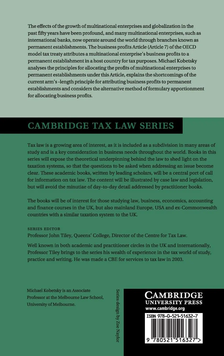 Rückseite: 9780521516327 | International Taxation of Permanent Establishments | Michael Kobetsky