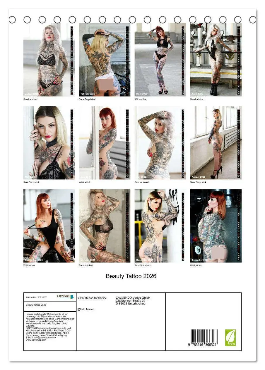 Bild: 9783516366327 | Beauty Tattoo 2026 (Tischkalender 2026 DIN A5 hoch), CALVENDO...