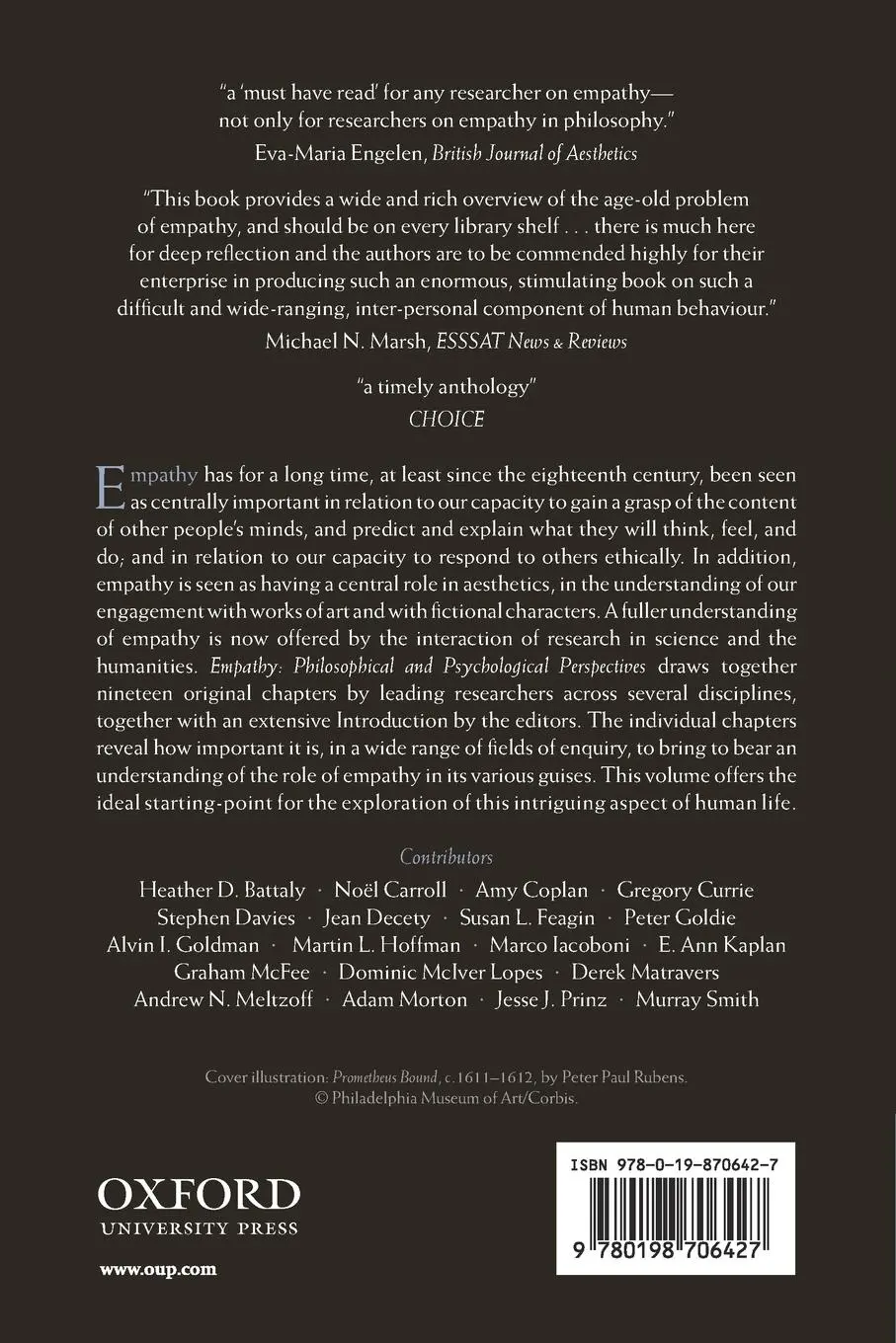 Rückseite: 9780198706427 | Empathy | Philosophical and Psychological Perspectives | Taschenbuch