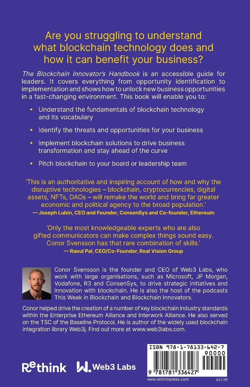 Rückseite: 9781781336427 | The Blockchain Innovator's Handbook | Conor Svensson | Taschenbuch