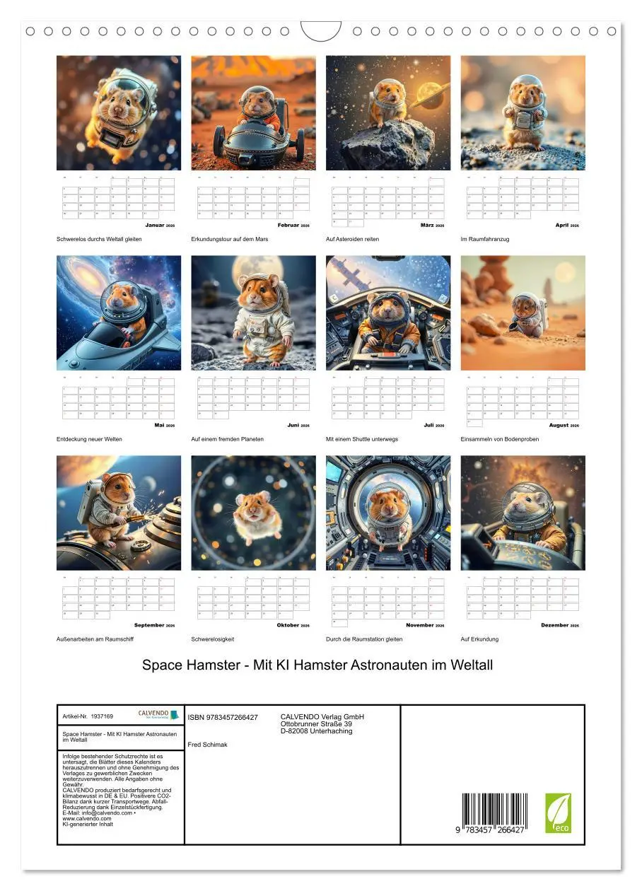 Bild: 9783457266427 | Space Hamster - Mit KI Hamster Astronauten im Weltall (Wandkalender...