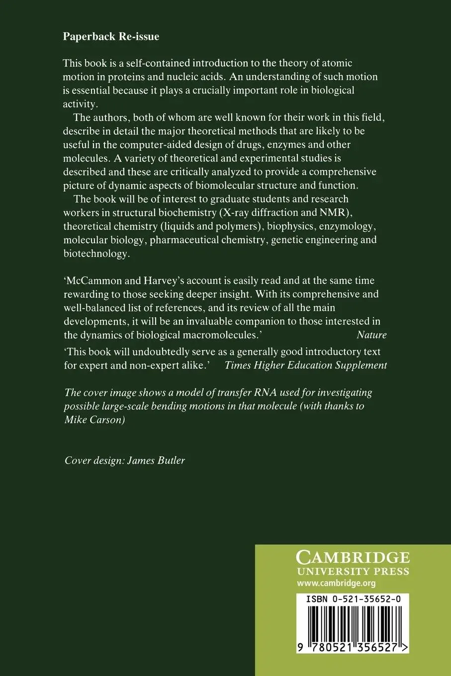 Rückseite: 9780521356527 | Dynamics of Proteins and Nucleic Acids | J. Andrew McCammon (u. a.)