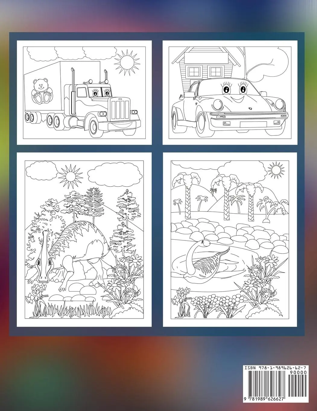 Rückseite: 9781989626627 | Cars and Dinosaurs Coloring Book for Kids Ages 4-8 | Press | Buch