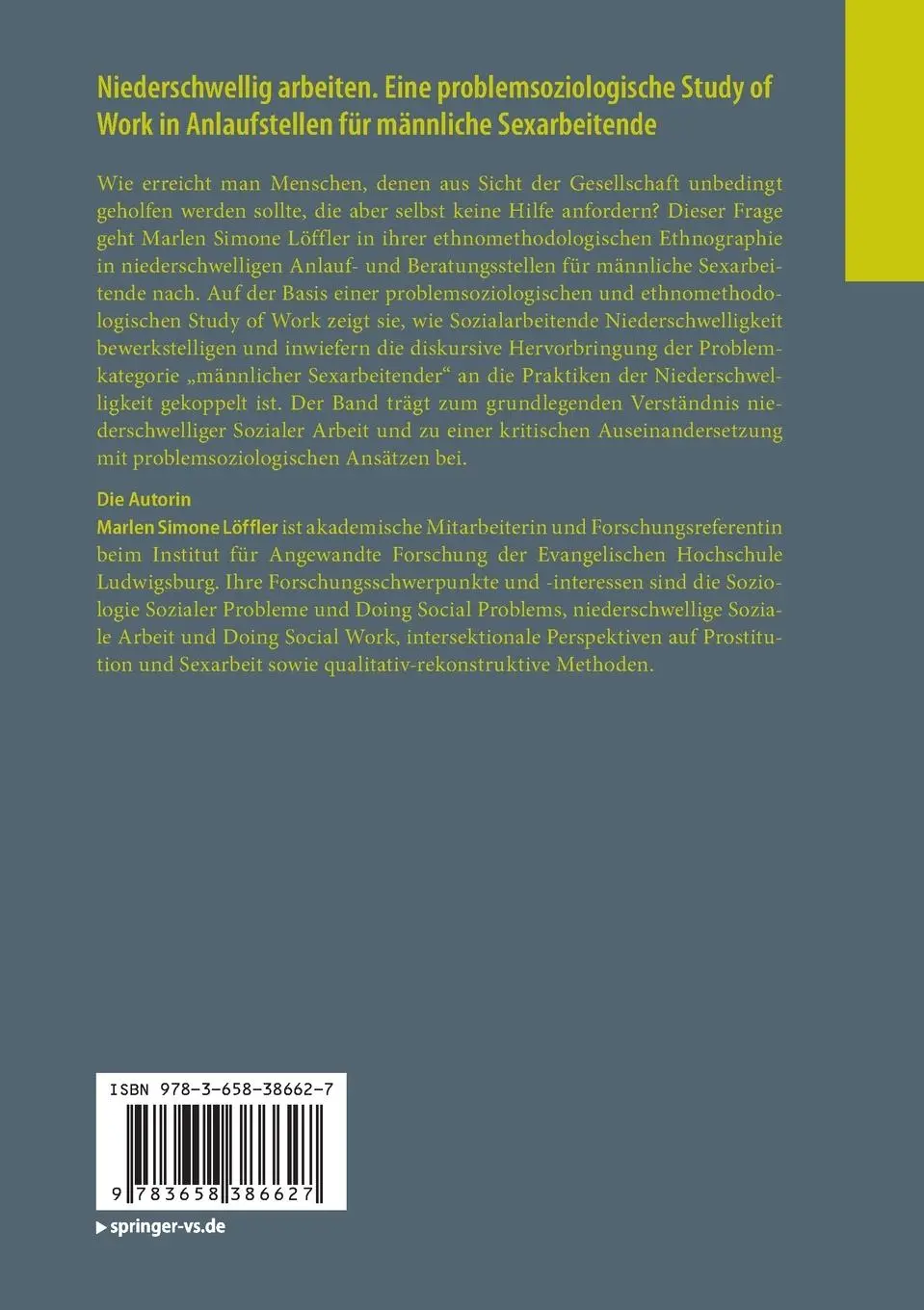 Rückseite: 9783658386627 | Niederschwellig arbeiten. Eine problemsoziologische Study of Work...