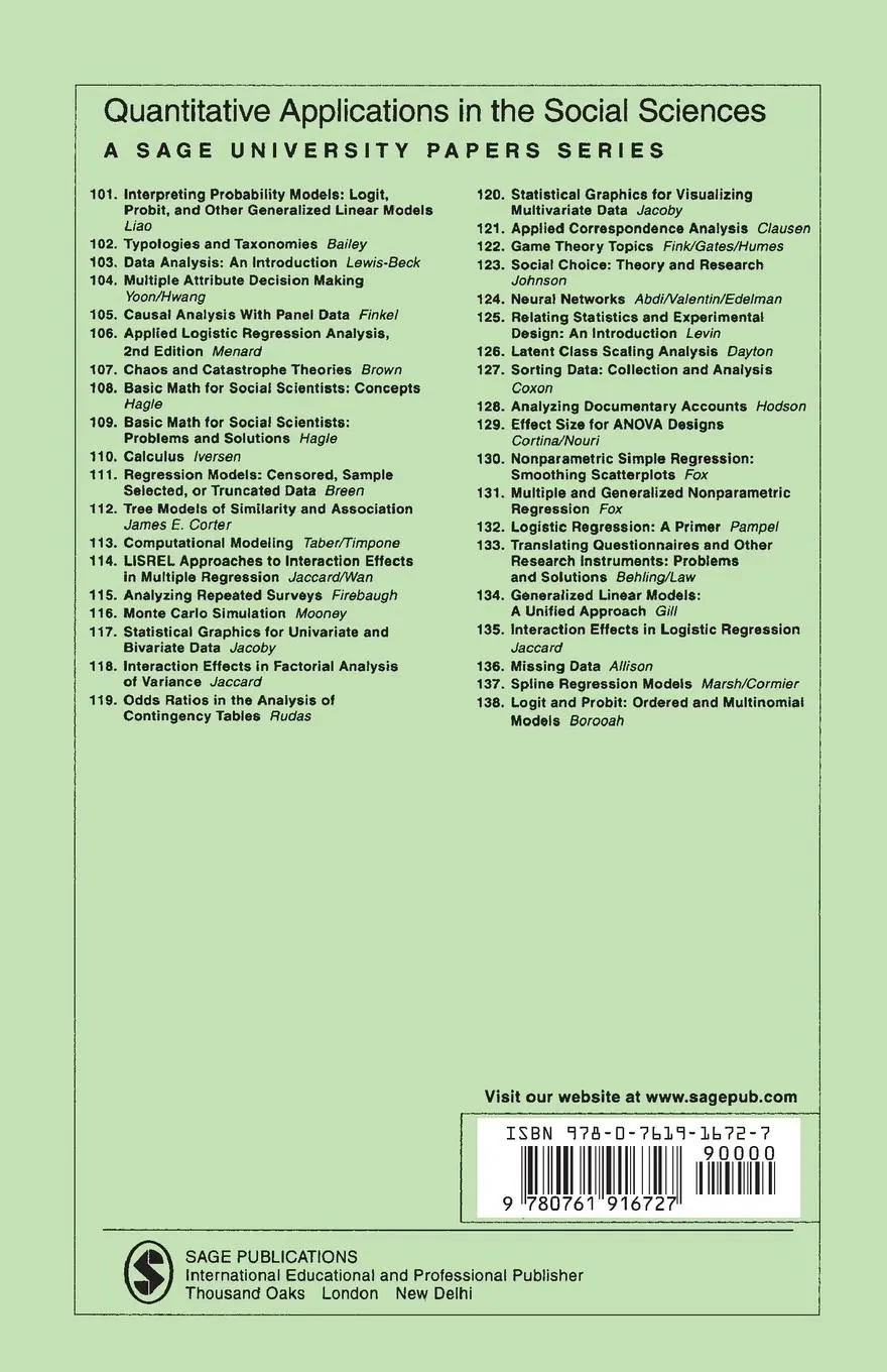 Rückseite: 9780761916727 | Missing Data | Paul D Allison | Taschenbuch | Englisch | 2001