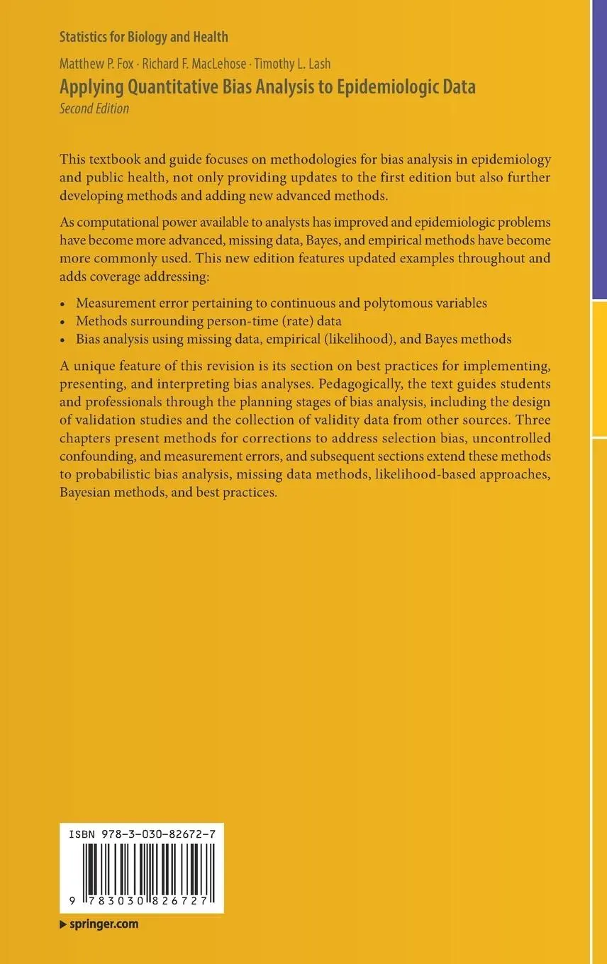 Rückseite: 9783030826727 | Applying Quantitative Bias Analysis to Epidemiologic Data | Buch | XVI
