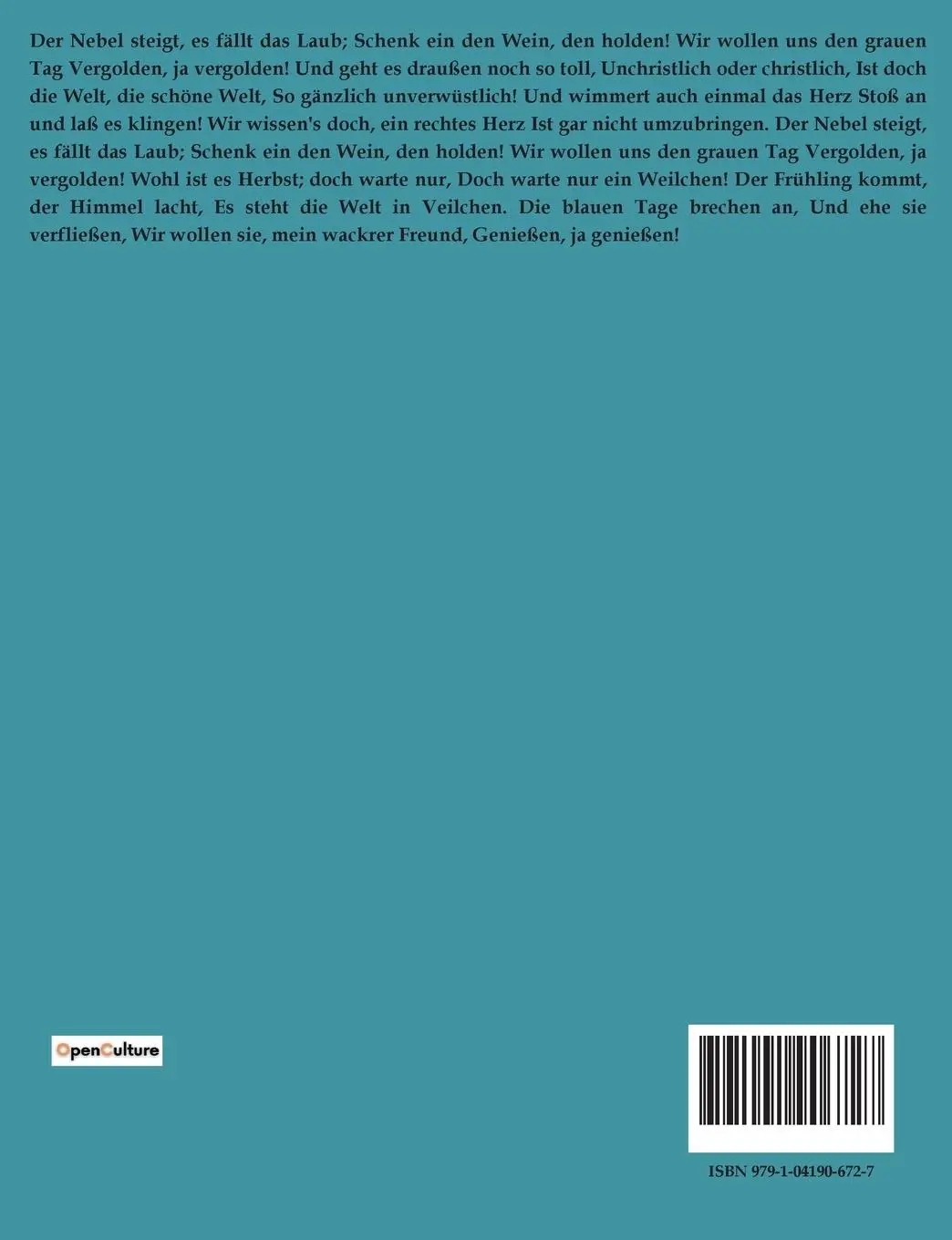 Rückseite: 9791041906727 | Gedichte | Theodor Storm | Taschenbuch | 216 S. | Deutsch | 2023