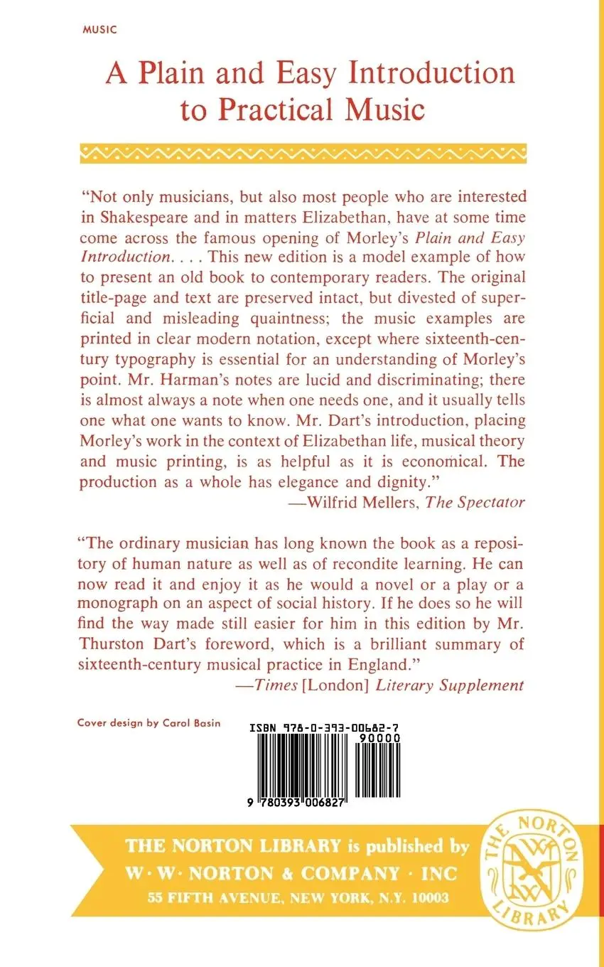 Rückseite: 9780393006827 | A Plain and Easy Introduction to Practical Music | Thomas Morley