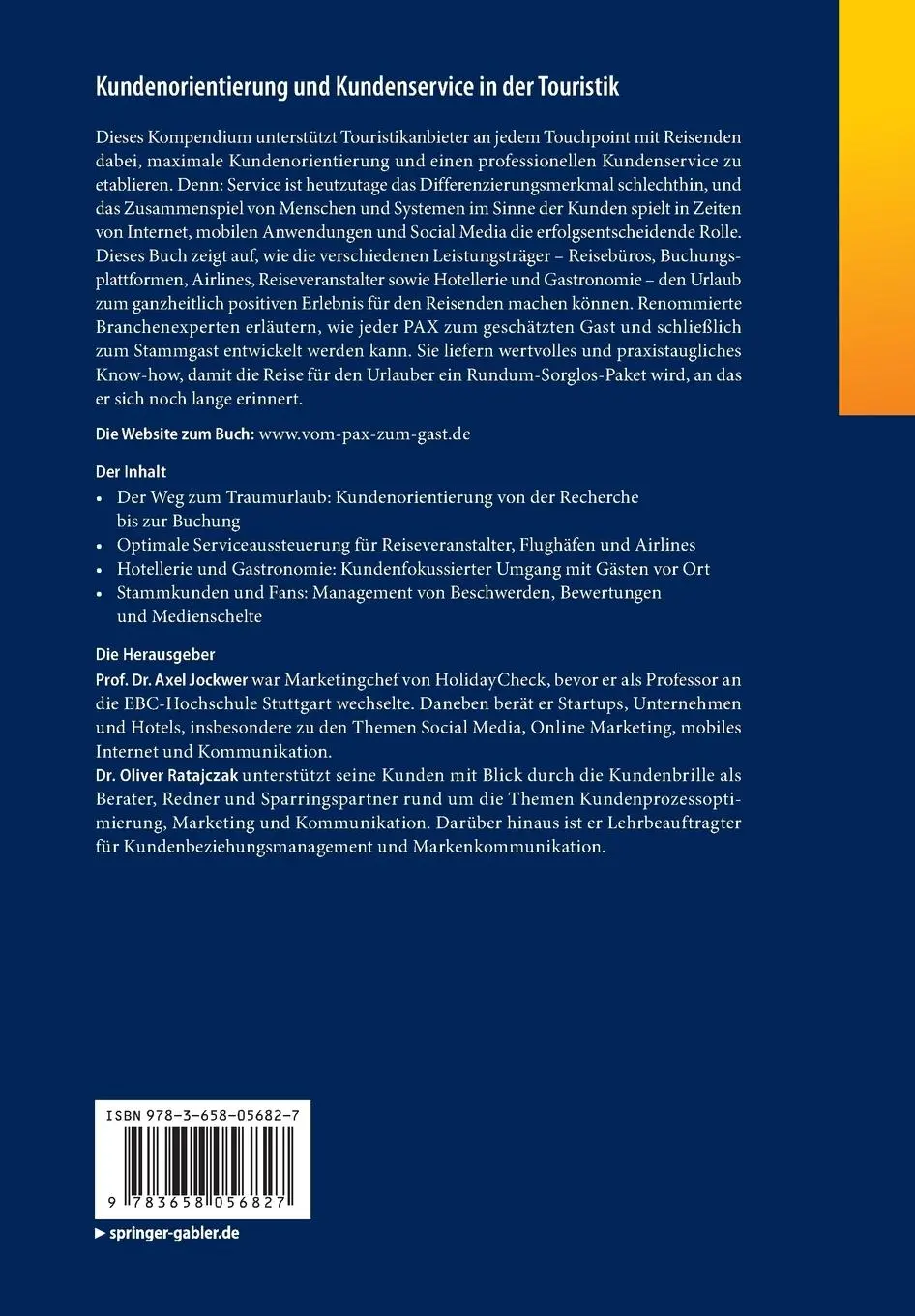 Rückseite: 9783658056827 | Kundenorientierung und Kundenservice in der Touristik | Taschenbuch