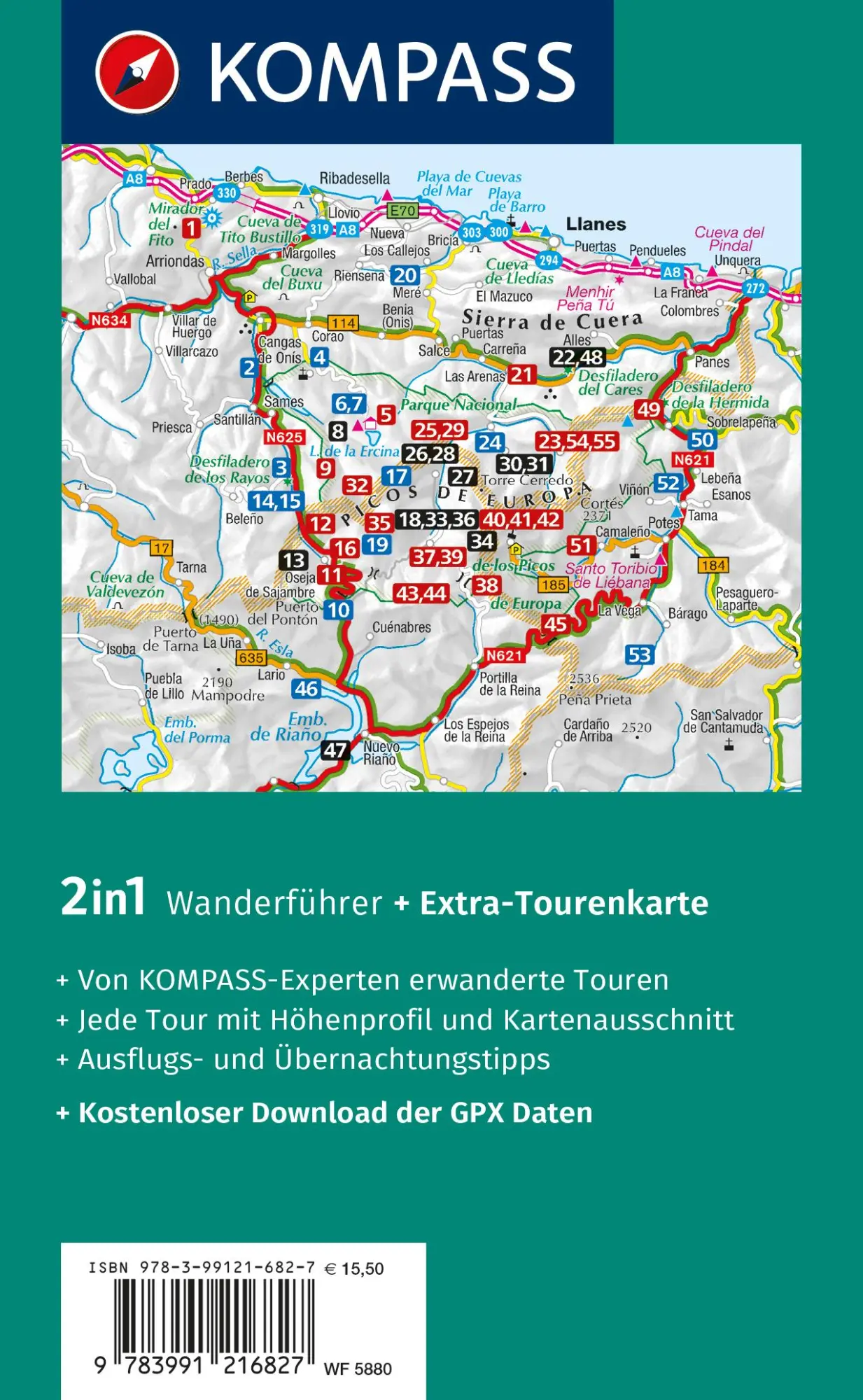 Rückseite: 9783991216827 | KOMPASS Wanderführer Picos de Europa, 55 Touren mit Extra-Tourenkarte