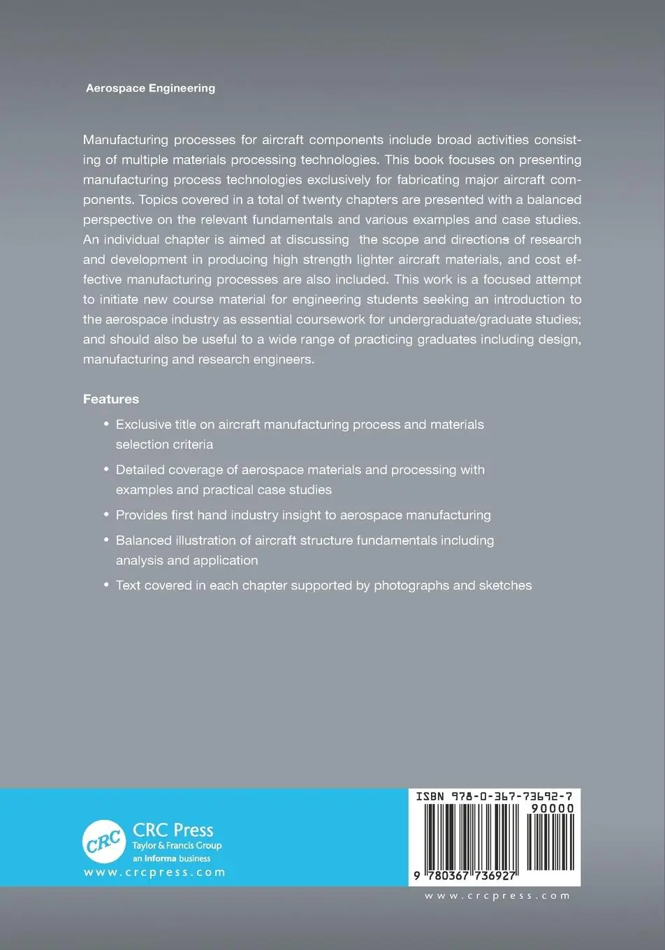 Rückseite: 9780367736927 | Aerospace Manufacturing Processes | Pradip K. Saha | Taschenbuch