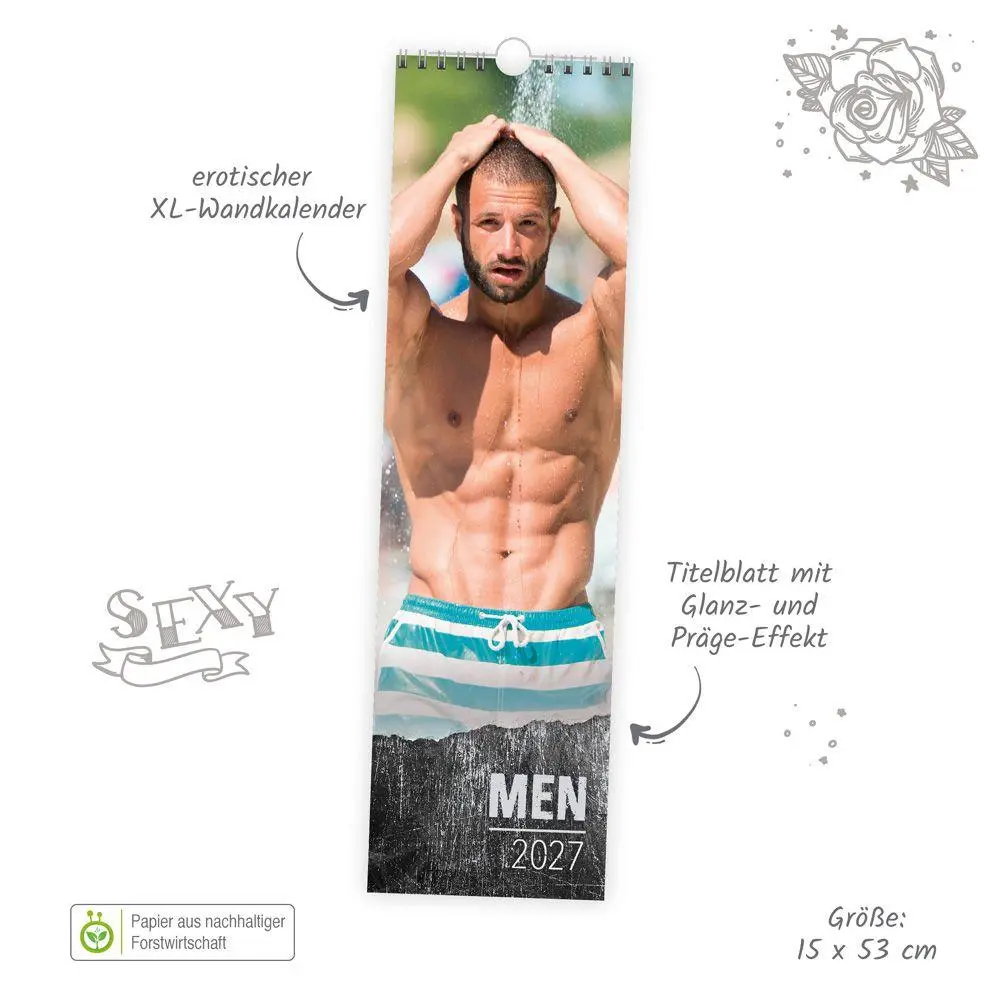 Bild: 9783988026927 | TRÖTSCH - Erotikkalender XL-Streifenkalender Men 2027 | Wandkalender