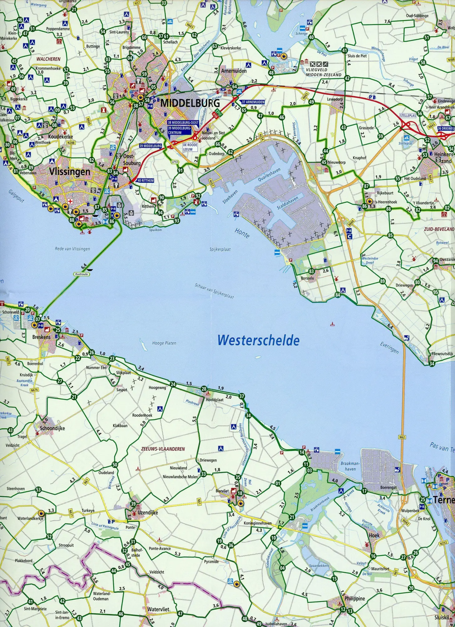 Bild: 9789018046927 | Zeeuwse kust (Terneuzen/Middelburg/Zierikzee) 1:100 000 | (Land-)Karte