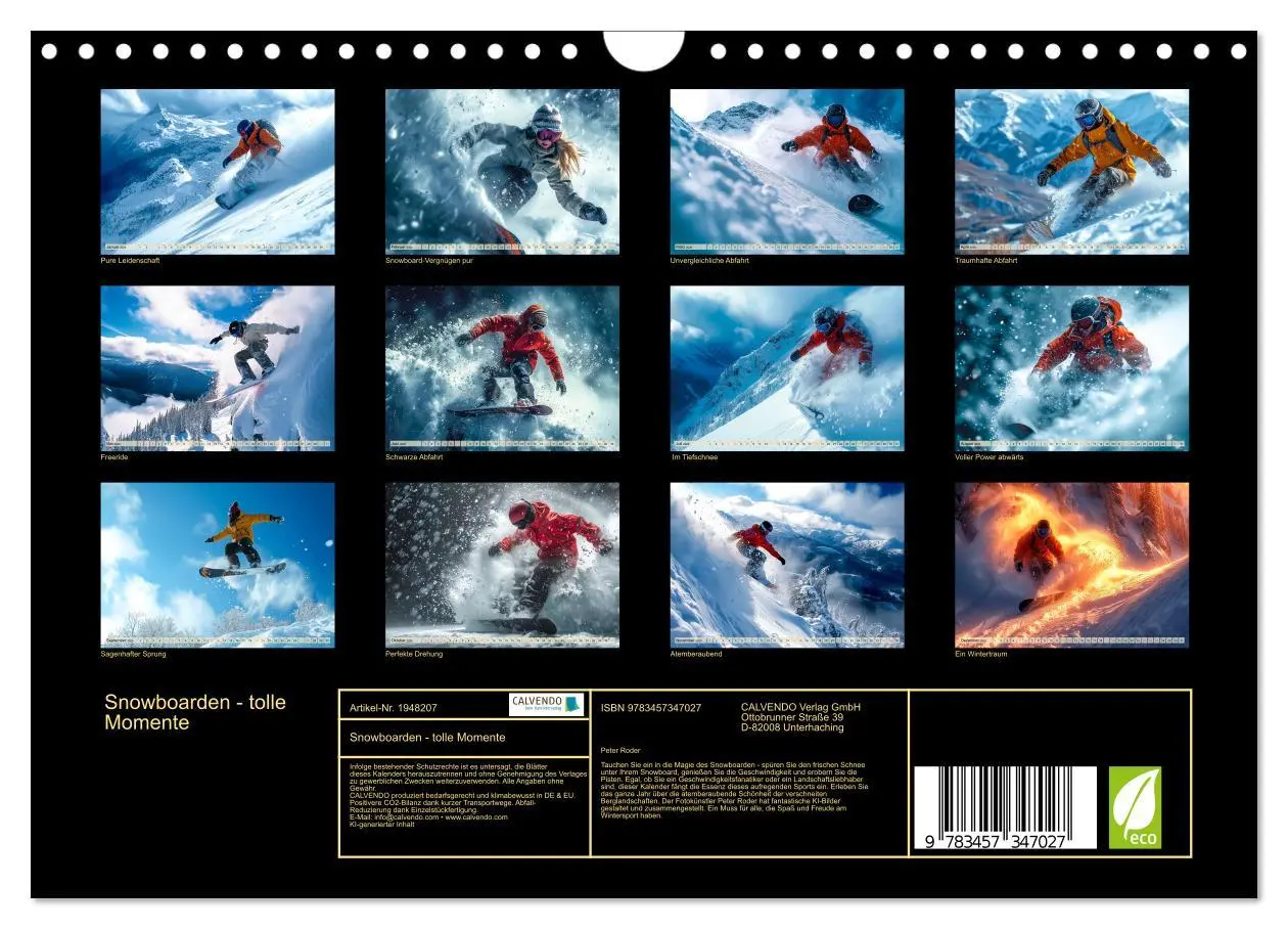 Bild: 9783457347027 | Snowboarden - tolle Momente (Wandkalender 2026 DIN A4 quer),...