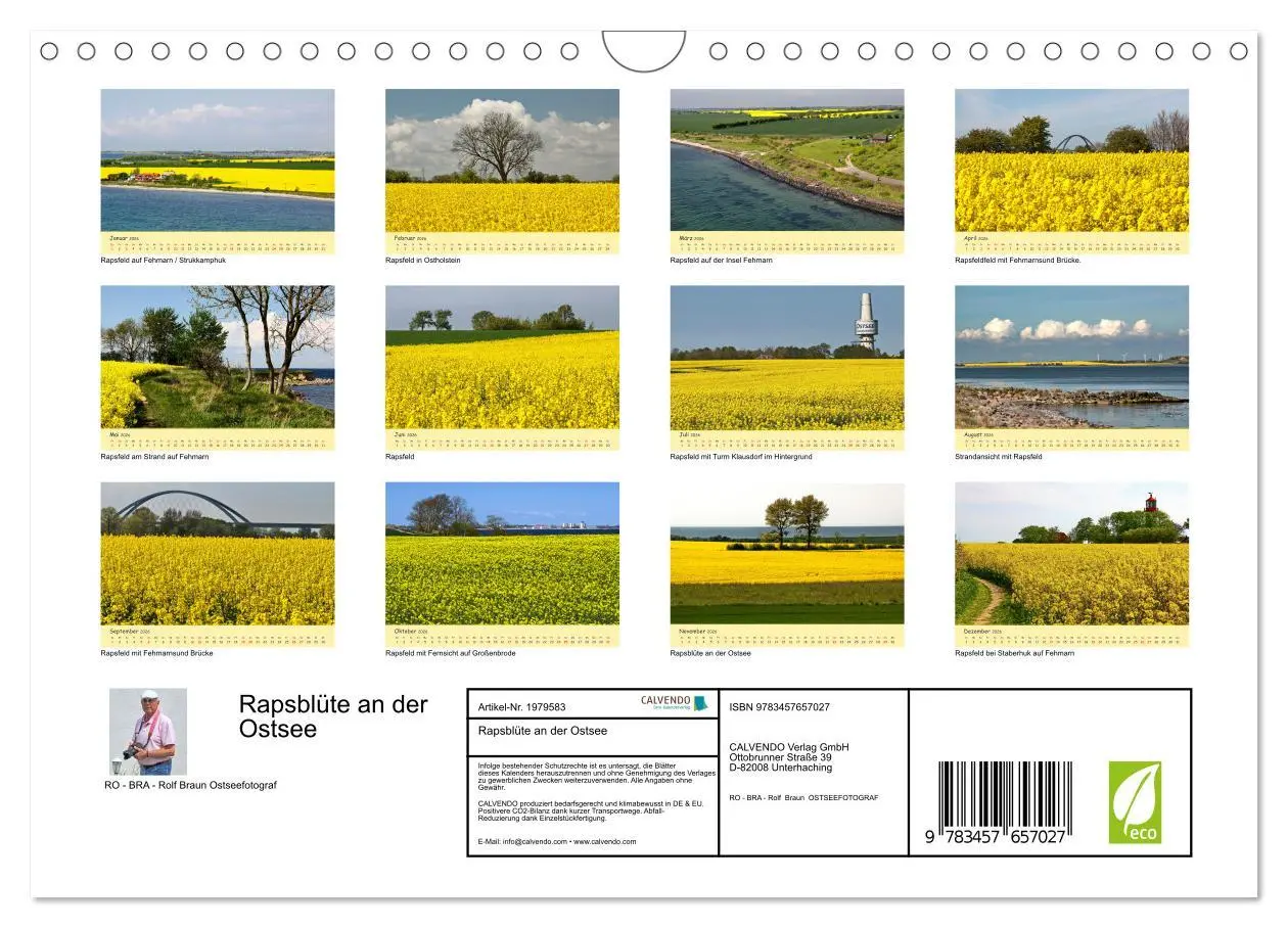 Bild: 9783457657027 | Rapsblüte an der Ostsee (Wandkalender 2026 DIN A4 quer), CALVENDO...