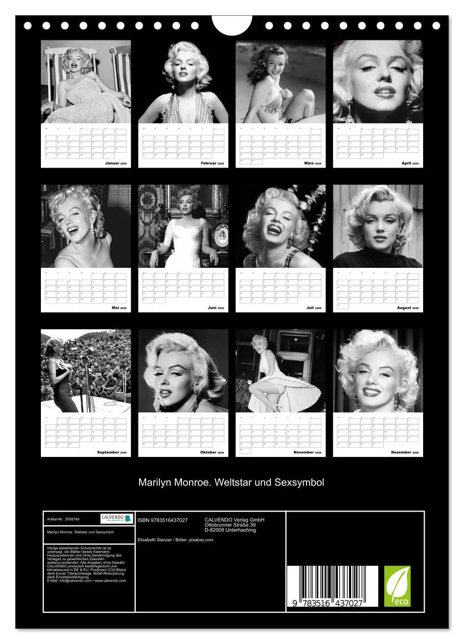 Bild: 9783516437027 | Marilyn Monroe. Weltstar und Sexsymbol (Wandkalender 2026 DIN A4...