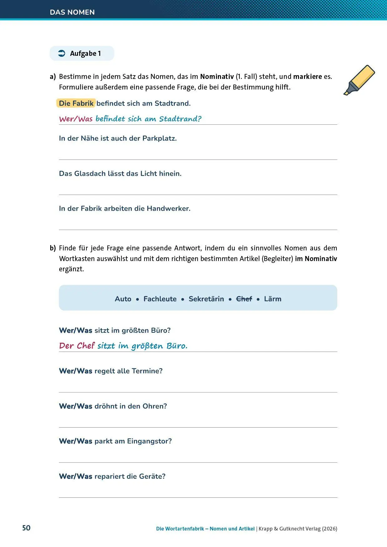 Bild: 9783963237027 | Die Wortartenfabrik - Nomen und Artikel - Lehrerheft | Julia Raschko