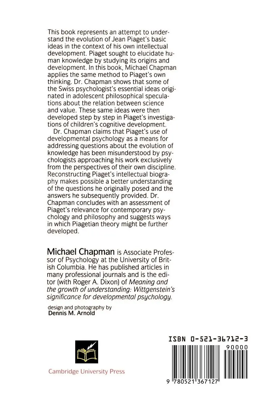 Rückseite: 9780521367127 | Constructive Evolution | Origins and Development of Piaget's Thought