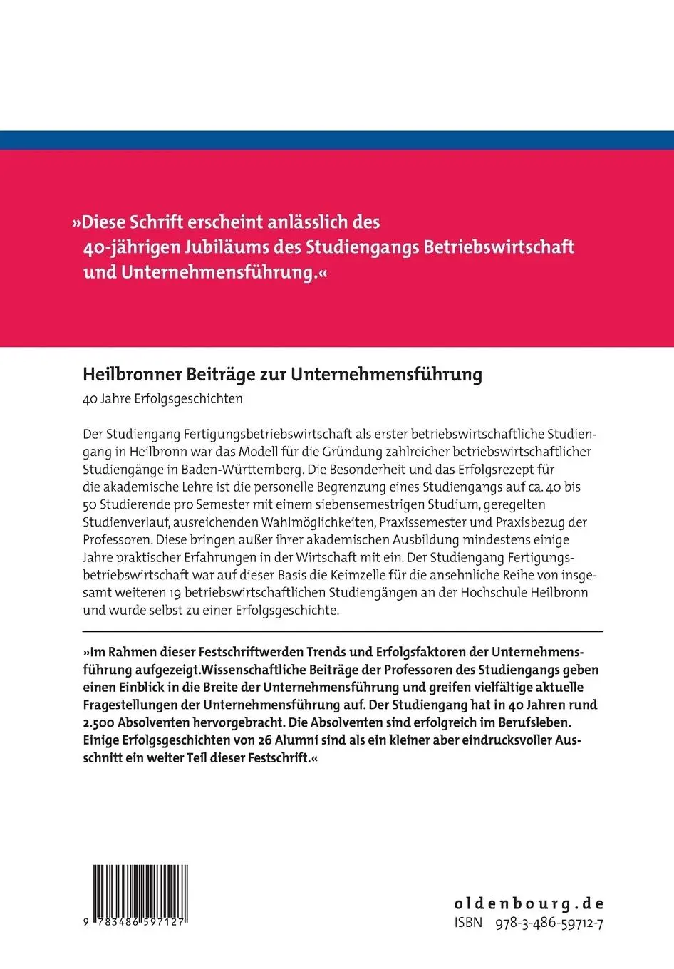Rückseite: 9783486597127 | Heilbronner Beiträge zur Unternehmensführung | Ralf Dillerup (u. a.)