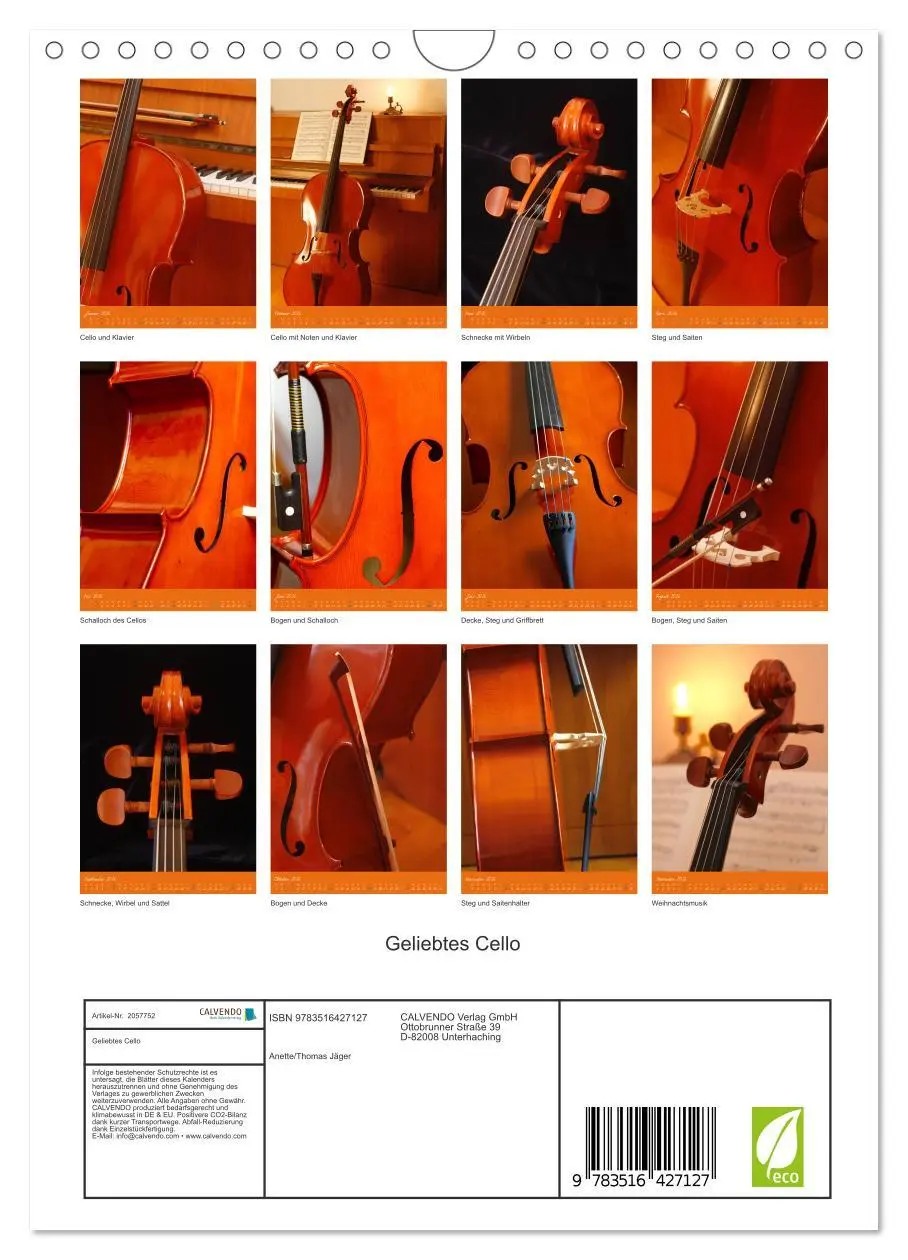 Bild: 9783516427127 | Geliebtes Cello (Wandkalender 2026 DIN A4 hoch), CALVENDO...