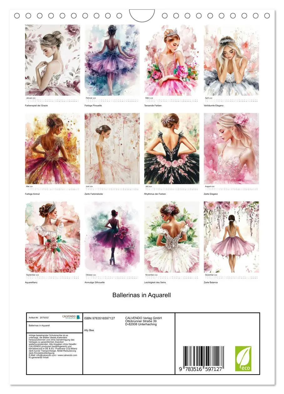Bild: 9783516597127 | Ballerinas in Aquarell (Wandkalender 2026 DIN A4 hoch), CALVENDO...