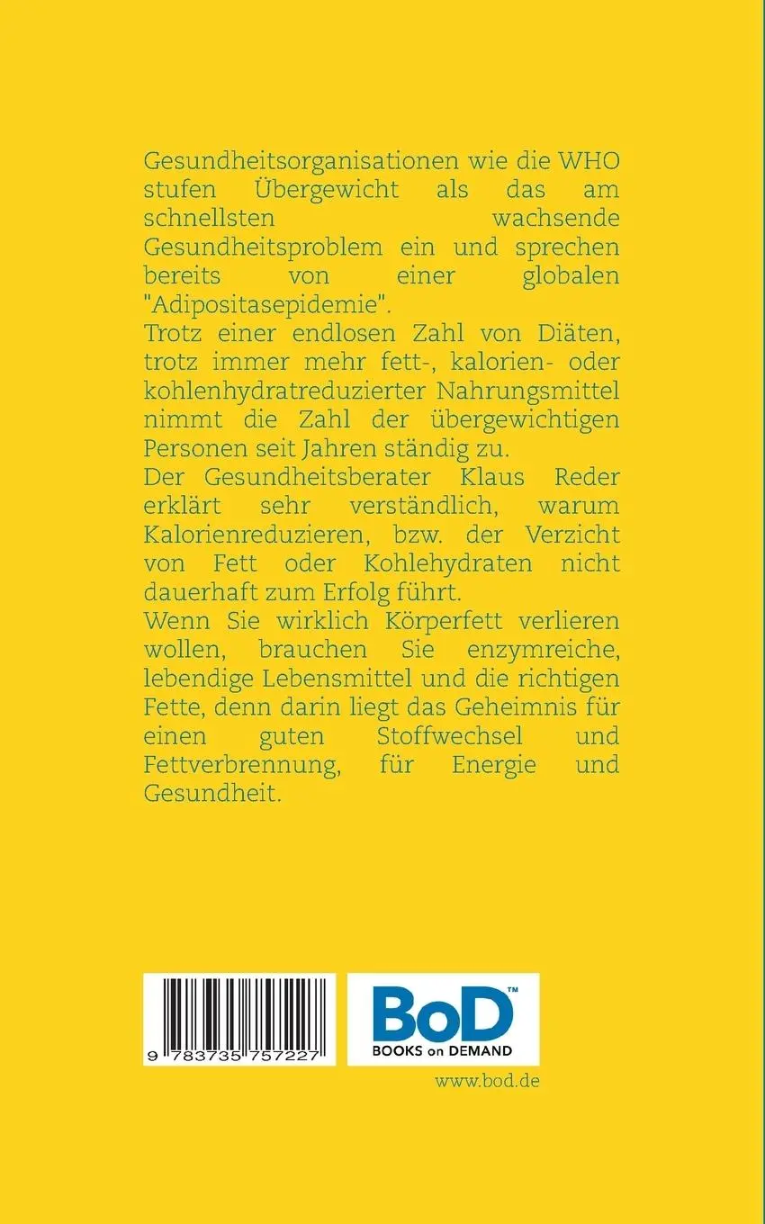 Rückseite: 9783735757227 | schlank - fit - gesund | Klaus Reder | Taschenbuch | Paperback | 88 S.