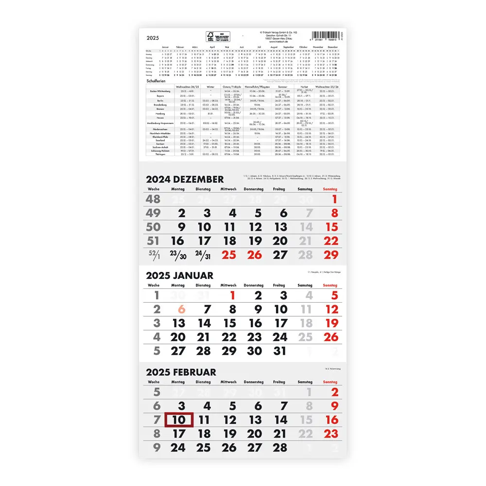 Cover: 4251901507327 | Trötsch Dreimonatskalender Drei-Monatskalender 2025 | Co.KG | Kalender