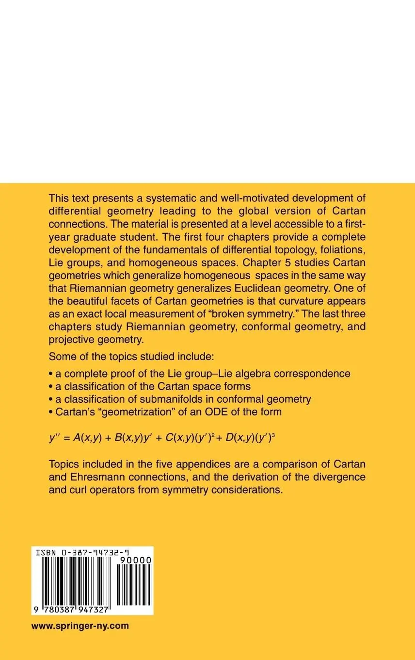 Rückseite: 9780387947327 | Differential Geometry | R. W. Sharpe | Buch | xx | Englisch | 1997