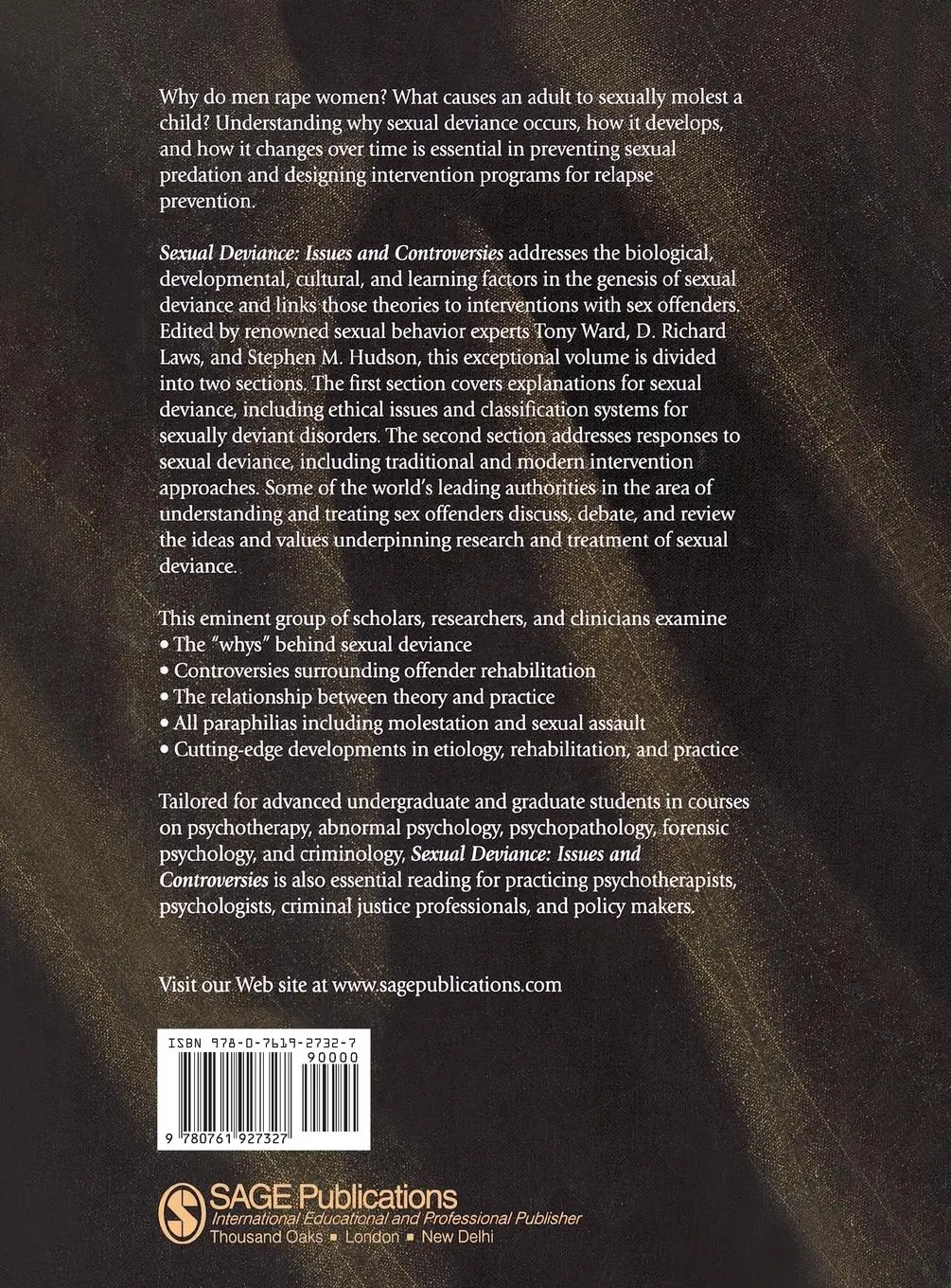 Rückseite: 9780761927327 | Sexual Deviance | Issues and Controversies | Tony Ward (u. a.) | Buch