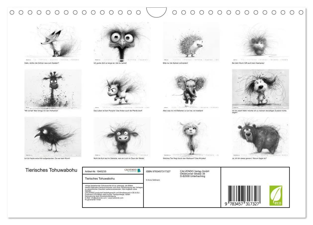 Bild: 9783457317327 | Tierisches Tohuwabohu (Wandkalender 2026 DIN A4 quer), CALVENDO...
