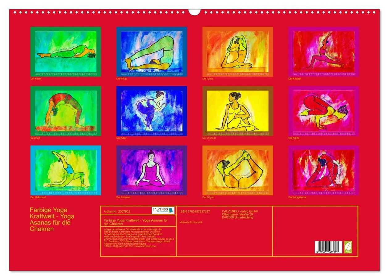 Bild: 9783457937327 | Farbige Yoga Kraftwelt - Yoga Asanas für die Chakren (Wandkalender...