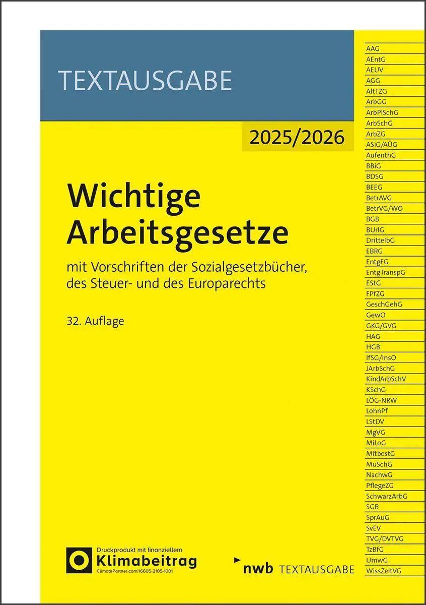 Cover: 9783482687327 | Wichtige Arbeitsgesetze | Bundle | Textausgabe | 1 Taschenbuch | 2025